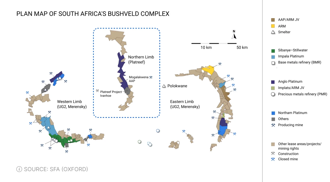 Plan map of south africas bushveld complex